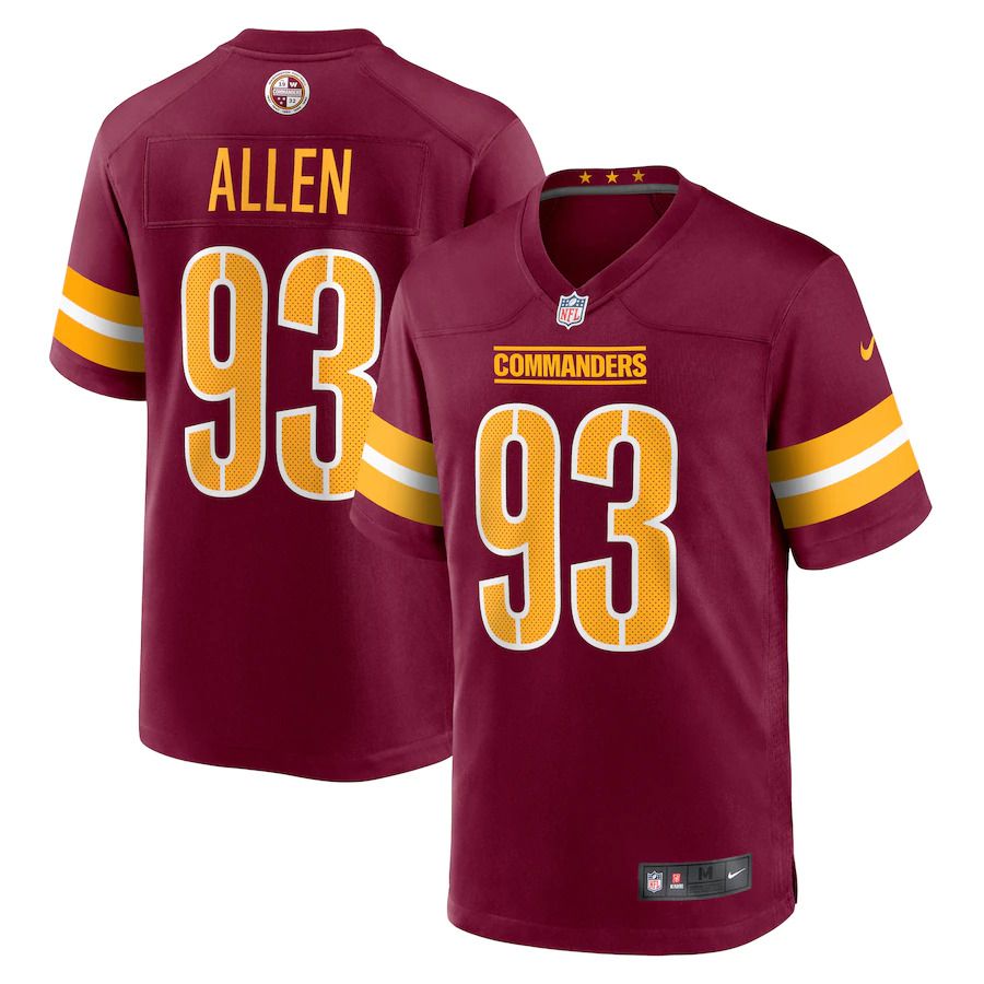 Men Washington Commanders #93 Jonathan Allen Nike Burgundy Game NFL Jersey